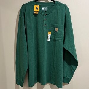 NWT Carhartt Green Long-Sleeve Henley with Chest Pocket XL